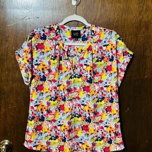 W5 Pink and Yellow Cuffed Sleeve Blouse